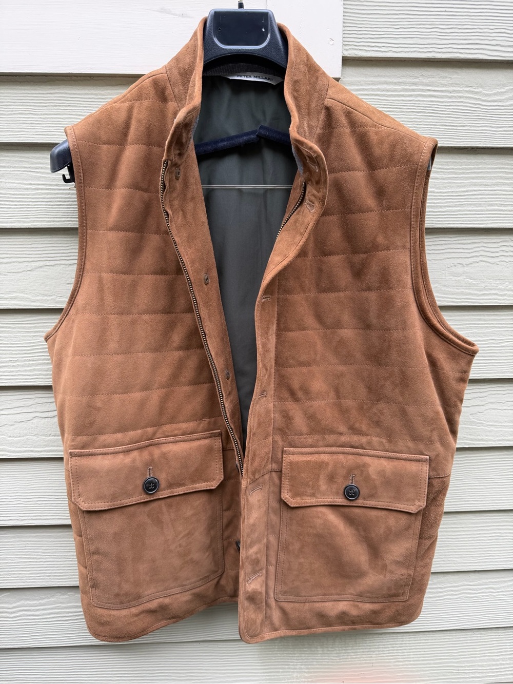 NWT Peter Millar Crown Suede Greenwich Vest Men’s M Birchwood $895